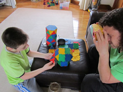 Boy building with blocks